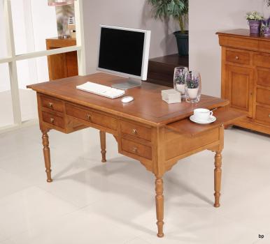 Escritorio HUGO con 5 cajones fabricado en madera de roble macizo al estilo Louis Philippe acabado roble medio