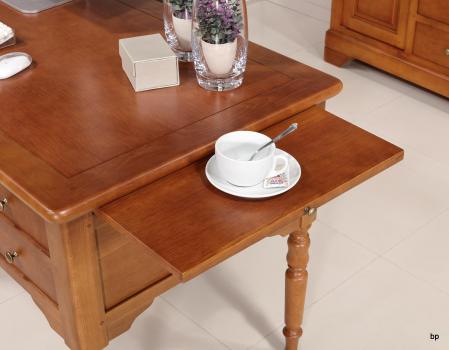 Escritorio HUGO con 5 cajones fabricado en madera de roble macizo al estilo Louis Philippe acabado roble medio