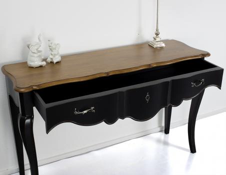 Consola Cristiano fabricada en madera de roble y cerezo macizo al estilo Louis XV