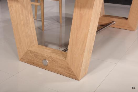 Mesa de comedor rectangular Samuel 220x110 fabricada en madera de roble maciza estilo contemporáneo + 4 extensiones de 45cm