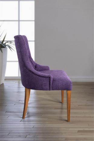 Silla de comedor acolchada con 4 patas de Cerezo macizo tela púrpura