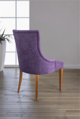 Silla de comedor acolchada con 4 patas de Cerezo macizo tela púrpura