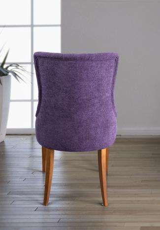 Silla de comedor acolchada con 4 patas de Cerezo macizo tela púrpura