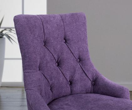 Silla de comedor acolchada con 4 patas de Cerezo macizo tela púrpura