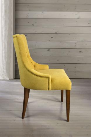 Silla de comedor acolchada con 4 patas de Cerezo macizo tela amarillo