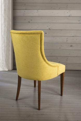 Silla de comedor acolchada con 4 patas de Cerezo macizo tela amarillo