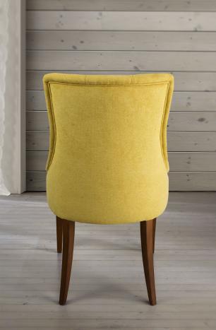 Silla de comedor acolchada con 4 patas de Cerezo macizo tela amarillo