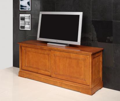 Mueble TV con 2 puertas correderas fabricado en madera de Cerezo macizo estilo Directoire / Provenzal