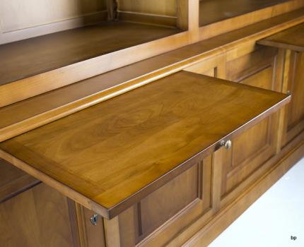 Biblioteca 2 cuerpos Adelina fabricada en madera de cerezo macizo estilo Louis Philippe ancho de 350cm