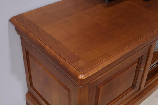 Mueble de tv Nicolas 16/9 de madera maciza de cerezo estilo Louis Philippe Longitud 180