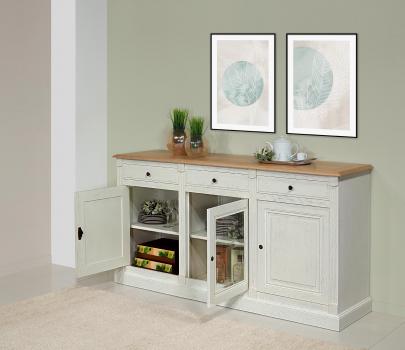 Aparador Isaac de 3 puertas y 3 cajones, de roble macizo en estilo Directoire