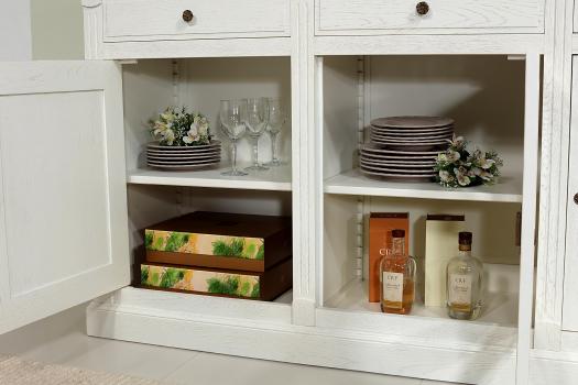 Aparador Isaac de 3 puertas y 3 cajones, de roble macizo en estilo Directoire
