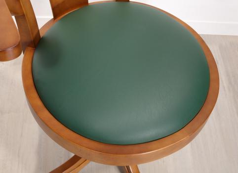 Silla de escritorio Emilio de madera de haya maciza, asiento recubierto de molesquín verde,