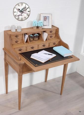Secretaria estilo francés Juan Luis fabricada en madera de roble macizo estilo Directoire acabado cepillado natural antik