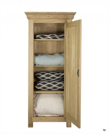 Armario Enrico de 1 puerta fabricado en madera de Roble macizo estilo contemporáneo Acabado cepillado natural