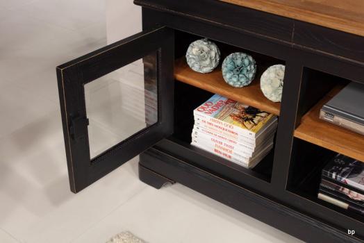 Mueble TV fabricado en madera de Roble macizo estilo Provenzal Acabado bicolor