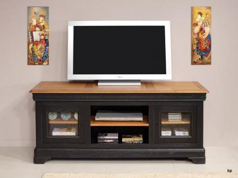 Mueble TV fabricado en madera de Roble macizo estilo Provenzal Acabado bicolor