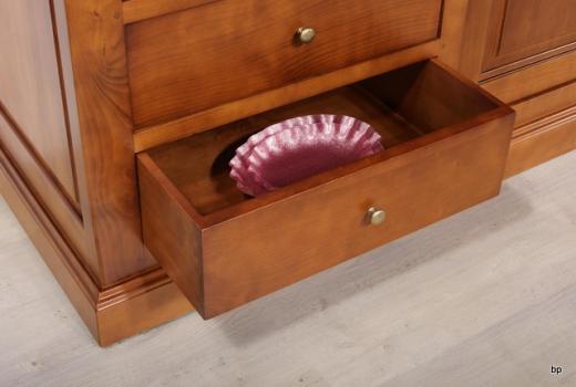 Biblioteca Laura de 2 cuerpos fabricada en madera de Cerezo macizo al estilo Louis Philippe 