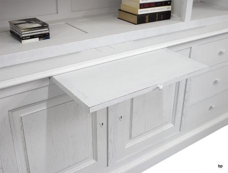 Biblioteca Pedro de 2 cuerpos fabricada en madera de roble macizo al estilo Louis Philippe lacado blanco
