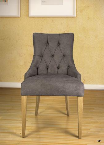 Silla de comedor acolchada fabricada en madera de Roble macizo tela gris oscuro