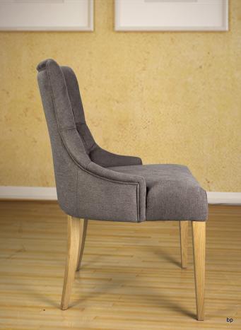 Silla de comedor acolchada fabricada en madera de Roble macizo tela gris oscuro