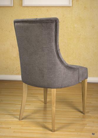 Silla de comedor acolchada fabricada en madera de Roble macizo tela gris oscuro