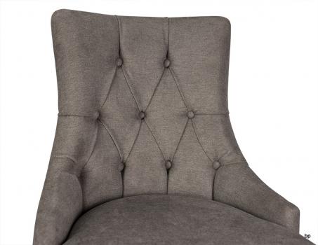 Silla de comedor acolchada fabricada en madera de Roble macizo tela gris oscuro