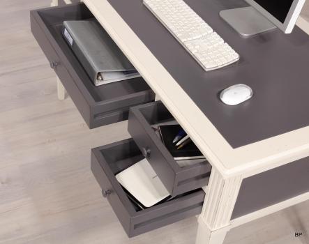 Escritorio con 5 cajones fabricado en madera de Roble macizo al estilo Directorio Bi-color