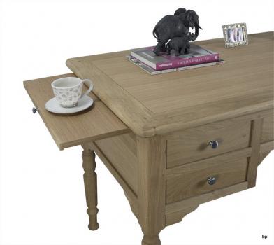Escritorio Lucas  fabricado en madera de roble macizo al estilo Louis Philippe cepillado natural, con 5 cajones