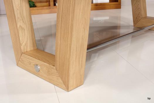 Mesa de comedor rectangular fabricada en madera de roble maciza estilo Contemporáneo, 4 extensiones de 40cm