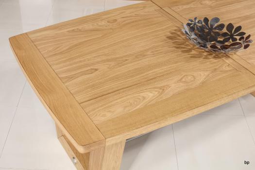 Mesa de comedor rectangular fabricada en madera de roble maciza estilo Contemporáneo, 4 extensiones de 40cm