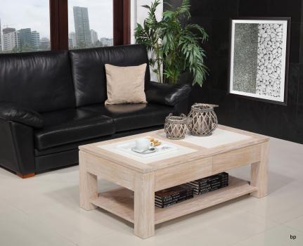 Mesa de centro con cubierta de cerámica fabricada en madera de roble macizo estilo contemporáneo