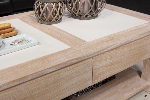 Mesa de centro con cubierta de cerámica fabricada en madera de roble macizo estilo contemporáneo