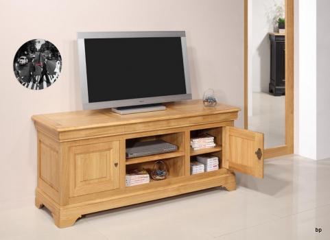 Mueble de TV Julien 16/9 de roble macizo de estilo Louis Philippe 