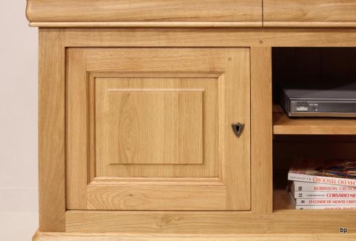 Mueble de TV Julien 16/9 de roble macizo de estilo Louis Philippe 