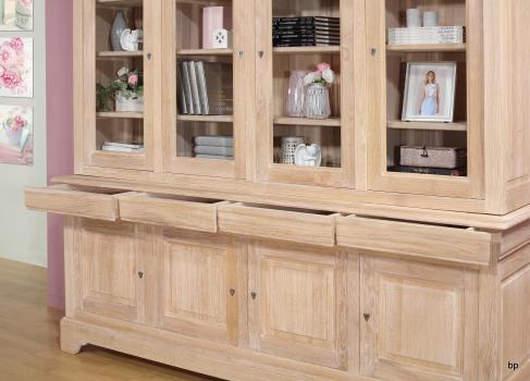 Biblioteca de 2 cuerpos y 4 puertas fabricado en madera de roble macizo al estilo Louis Philippe