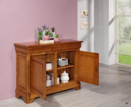 Aparador  Ingrid con 2 puertas fabricado en madera maciza de cerezo al estilo Louis Philippe