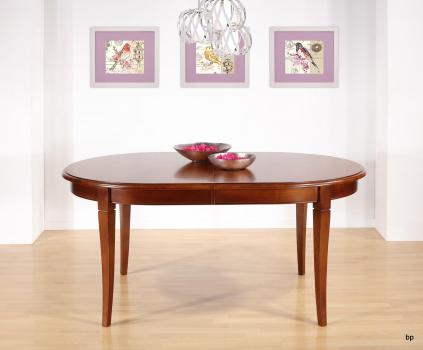 Mesa de comedor ovalada Estelle fabricada  en madera maciza de cerezo al estilo Louis Philippe 170x110 + 3 extensiones de 40 cm