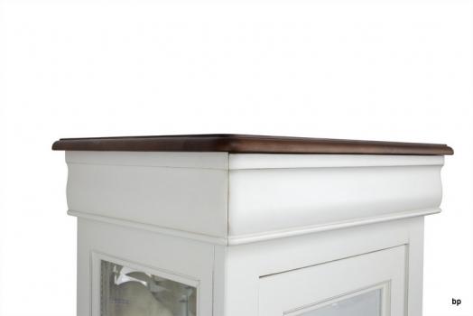 Armario vitrina de 1 puerta y 1 cajón fabricado en madera de Cerezo macizo al estilo Louis Philippe 