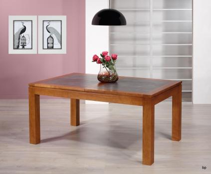 Mesa de comedor rectangular Aurore con bandeja de cerámica fabricada en madera  de cerezo macizo estilo contemporáneo ancho de 160cm