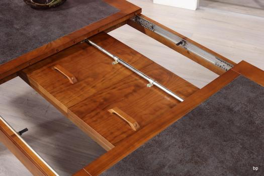 Mesa de comedor rectangular Aurore con bandeja de cerámica fabricada en madera  de cerezo macizo estilo contemporáneo ancho de 160cm