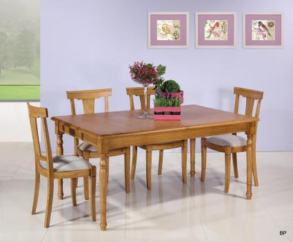 Mesa de comedor rectangular 160*100 fabricada en madera de Roble macizo al estilo Louis Philippe con 2 extensiones de 40cm