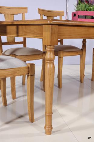 Mesa de comedor rectangular 160*100 fabricada en madera de Roble macizo al estilo Louis Philippe con 2 extensiones de 40cm