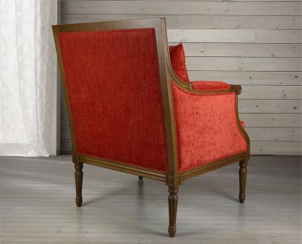 Sillón Anne de estilo Luis XVI fabricado en madera maciza de Haya, tejido rojo