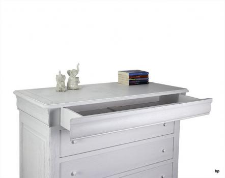 Cómoda Nina de 4 cajones fabricada en madera de Roble macizo al estilo Louis Philippe acabado Roble cepillado Marfil 