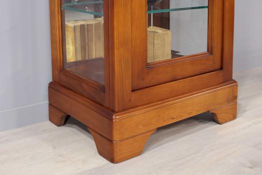 Vitrina de madera maciza de cerezo estilo Louis Philippe de 1 puerta y 1 cajón