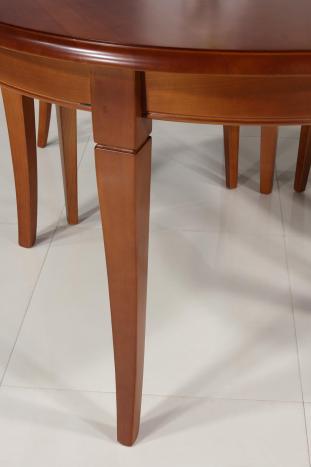 PM432 Taula rodona 4 peus feta en fusta de Cerezo massís estil Louis Philippe diàmetre 120 + 1 extensió cartera de 40cm