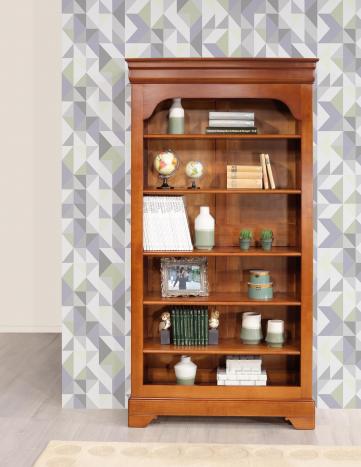 Librería Céline de madera maciza de cerezo de estilo Louis Philippe con 5 estantes