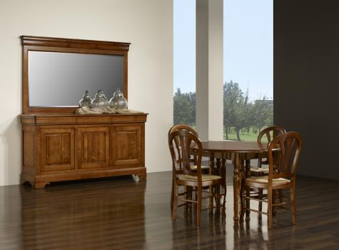 Espejo de cristal biselado 115x225 fabricado en madera de  Roble macizo estilo Louis Philippe