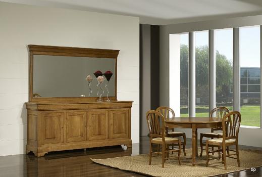 Espejo de cristal biselado 115x225 fabricado en madera de  Roble macizo estilo Louis Philippe